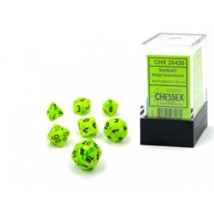 SET 7 DADI POLIEDRICI MINI - VORTEX BRIGHT GREEN/BLACK