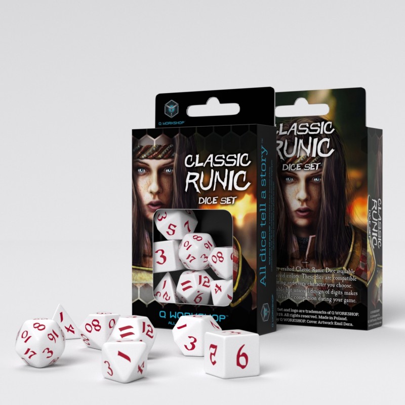 SET 7 DADI - CLASSIC RUNIC WHITE RED