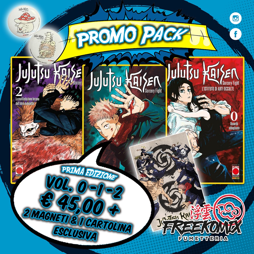 PROMO PACK - JUJUTSU KAISEN VOL. 0-1-2 PRIMA EDIZIONE + 2 MAGNETI E CARTOLINA ESCLUSIVA
